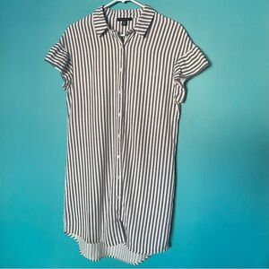Saks Fifth Avenue striped BUTTON DOWN Mini dress-M